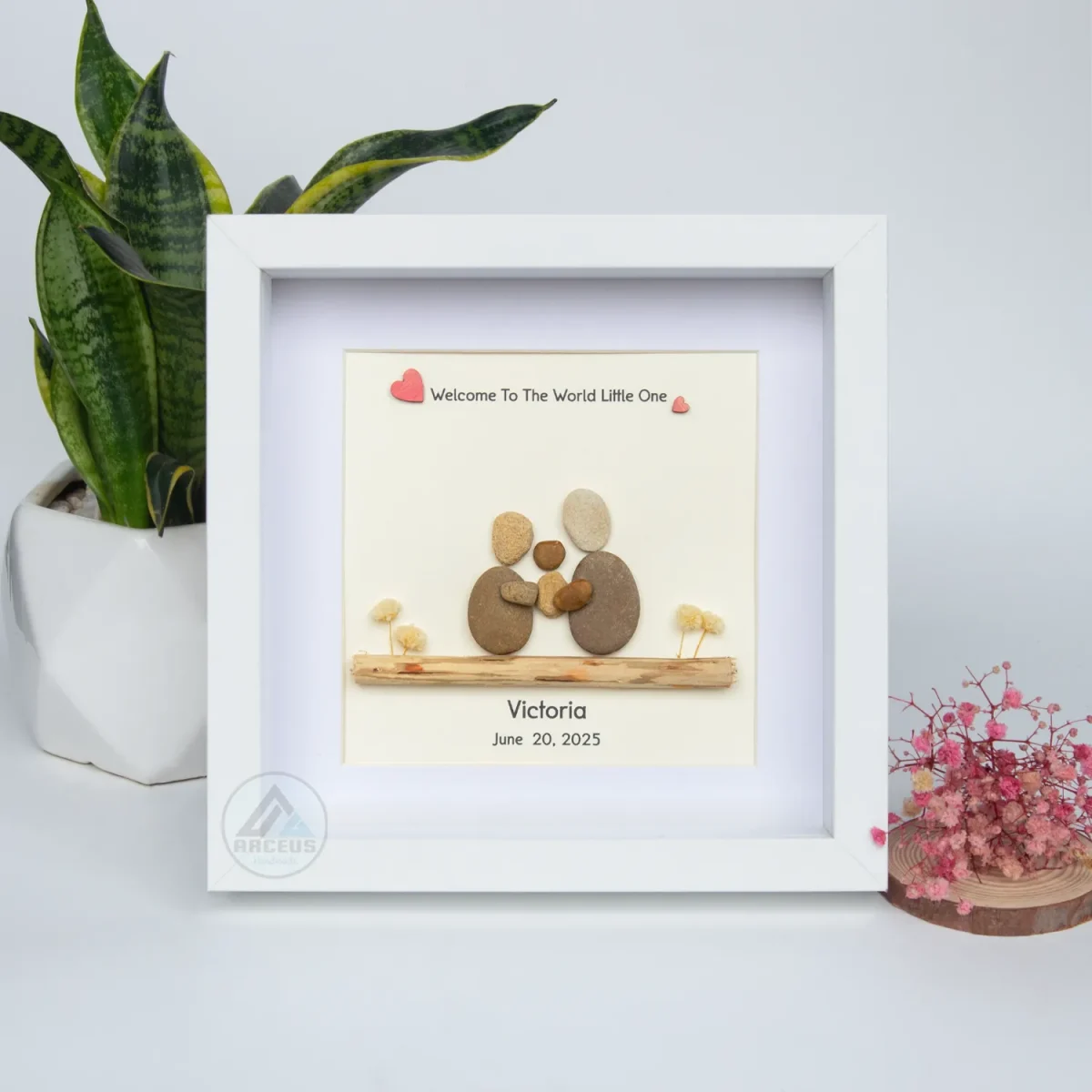 Personalized New Baby Gift, New Baby Pebble Art Gift, New Mum Pebble Picture, Newborn Gift, Christening Gift, Baby Shower Gift, Baby Pebble - Image 7