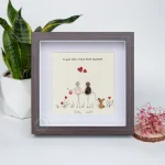 Personalized Couple and Dog Pebble Art, Gift for Wedding, Housewarming, Bridal Shower Engagement, Pebble Art Gift, Pebble Painting - Image 5