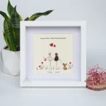 Personalized Couple and Dog Pebble Art, Gift for Wedding, Housewarming, Bridal Shower Engagement, Pebble Art Gift, Pebble Painting - Image 7