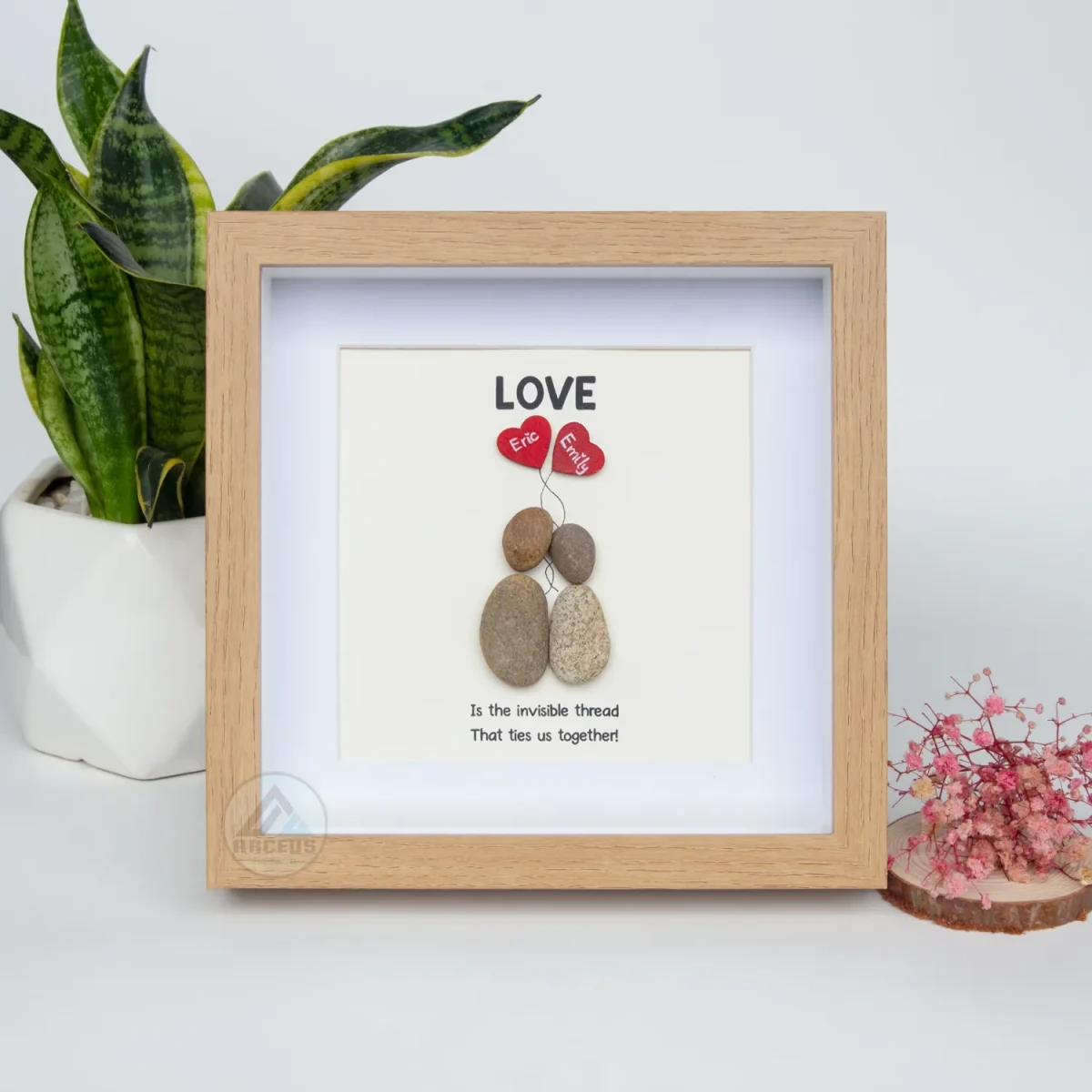 Personalized Couple Pebble Art, Wedding Gift for Couple, Anniversary Gift For Girlfriend / Wife / Husband, Pebble Painting, Pebble Art Gift - Image 1