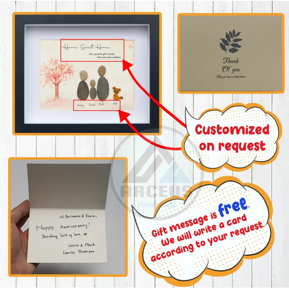 Personalized Family Pebble Art, Housewarming Gift Pebble Painting, Custom Pebble Art Family, Gift For Family, New Home Pebble Art Gift - Image 3