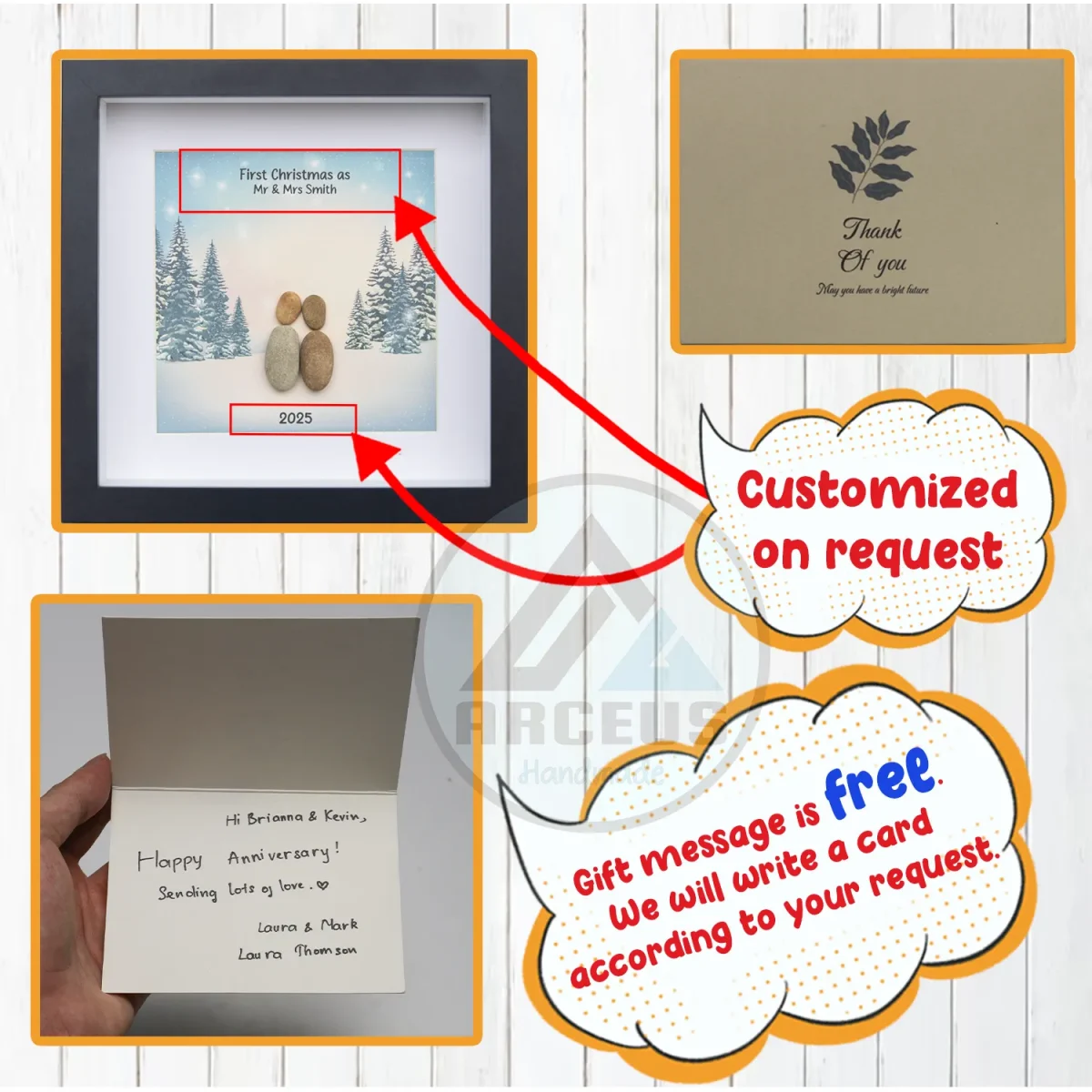 Personalized Christmas Couple Pebble Art, Best Friend Pebble Frame,Pebble Art Gift Bestie, Birthday, Wedding,  First Couple Anniversary Gift - Image 3