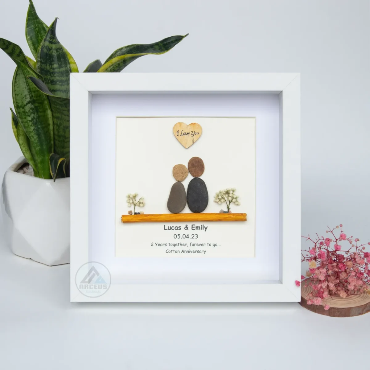 Personalized Couple Pebble Art, Wedding Gift for Couple, Anniversary Gift For Girlfriend / Wife / Husband, Pebble Painting, Pebble Art Gift - Image 7