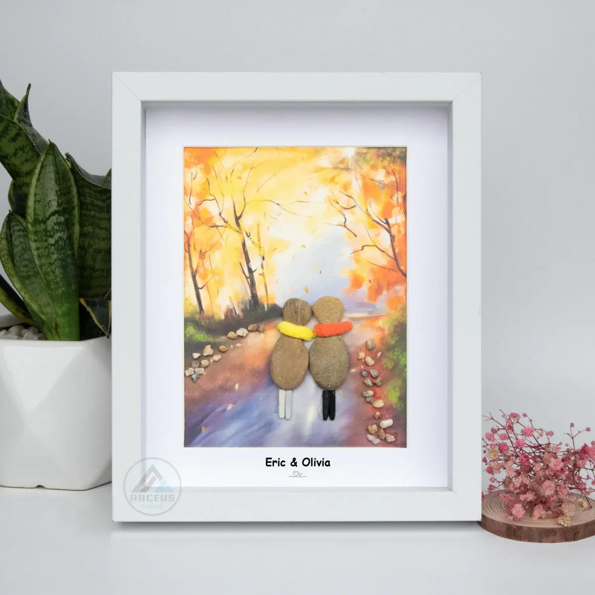 Personalized Couple Pebble Art, Wedding Gift for Couple, Anniversary Gift For Girlfriend / Wife / Husband, Pebble Painting, Pebble Art Gift - Image 6