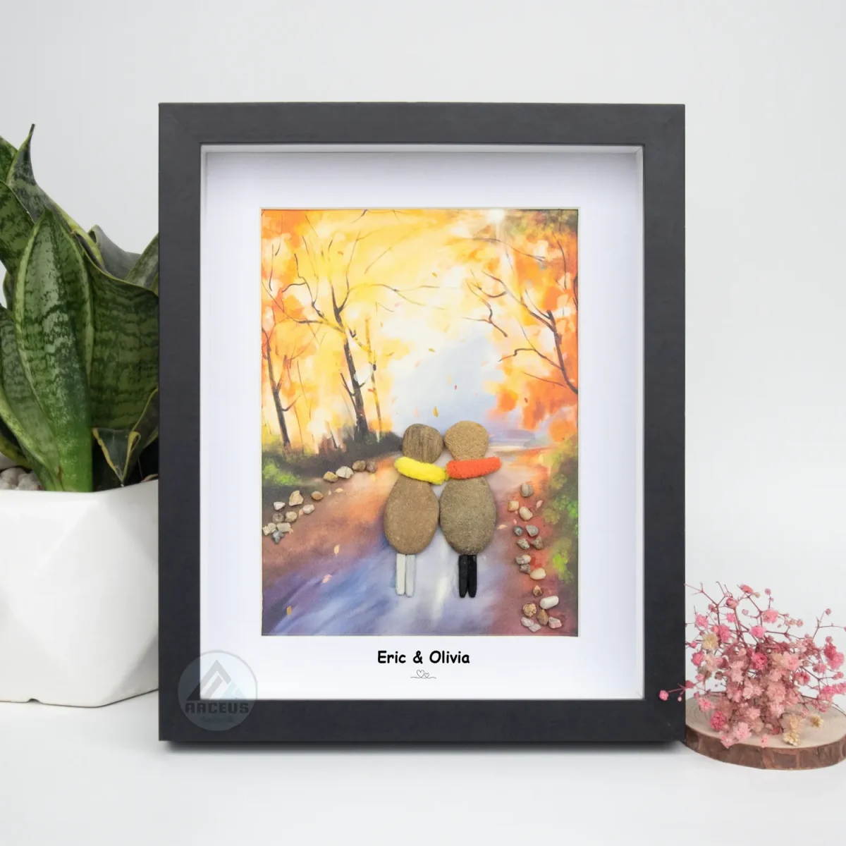 Personalized Couple Pebble Art, Wedding Gift for Couple, Anniversary Gift For Girlfriend / Wife / Husband, Pebble Painting, Pebble Art Gift - Image 5