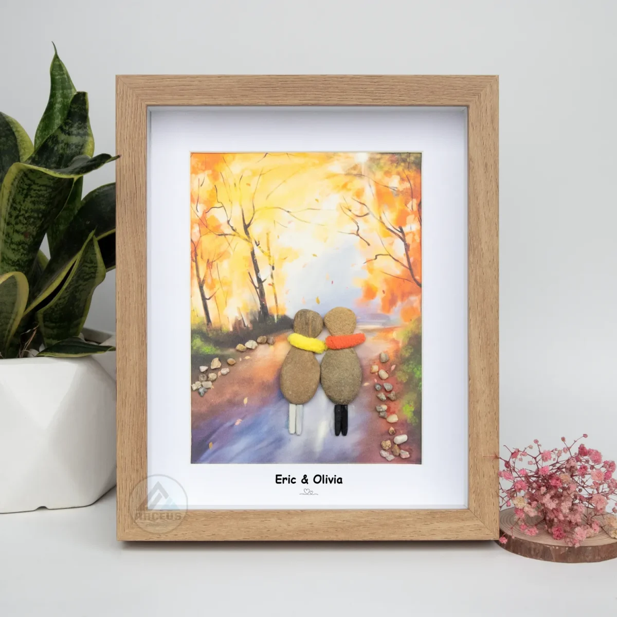 XNJPG AMZ00406-05 Personalized Couple Pebble Art, Wedding Gift for Couple, Anniversary Gift For Girlfriend / Wife / Husband, Pebble Painting, Pebble Art Gift - Image 1