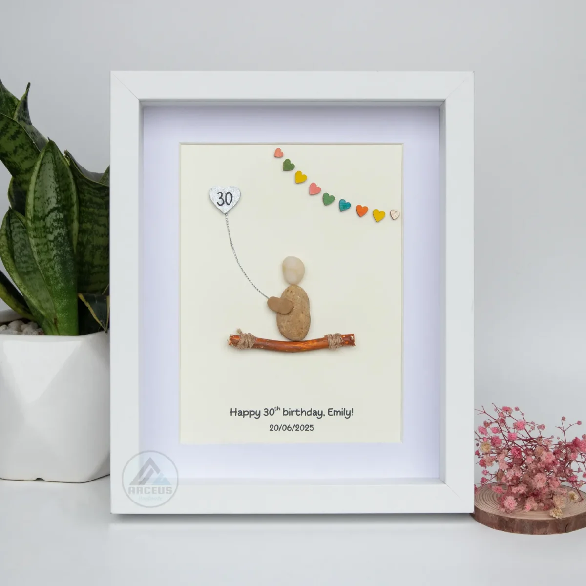 Personalized Happy Birthday Pebble Picture, Best Friend Gifts, Birthday Framed Pebble Picture, Birthday Friend Gift, Birthday Pebble Art - Image 2