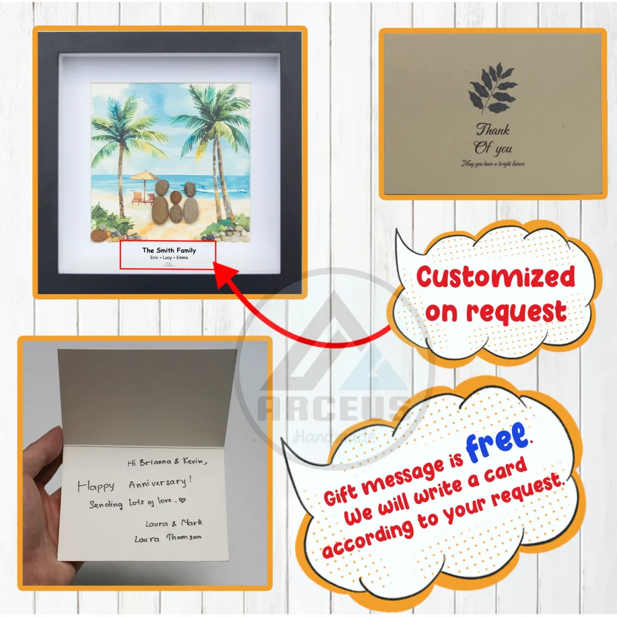 Personalized Family Seaside Beach Pebble Art, The Sea Family Pebble Painting, Gift For Mum Birthday, Mothers Day, Pebble Art Gift - Image 3