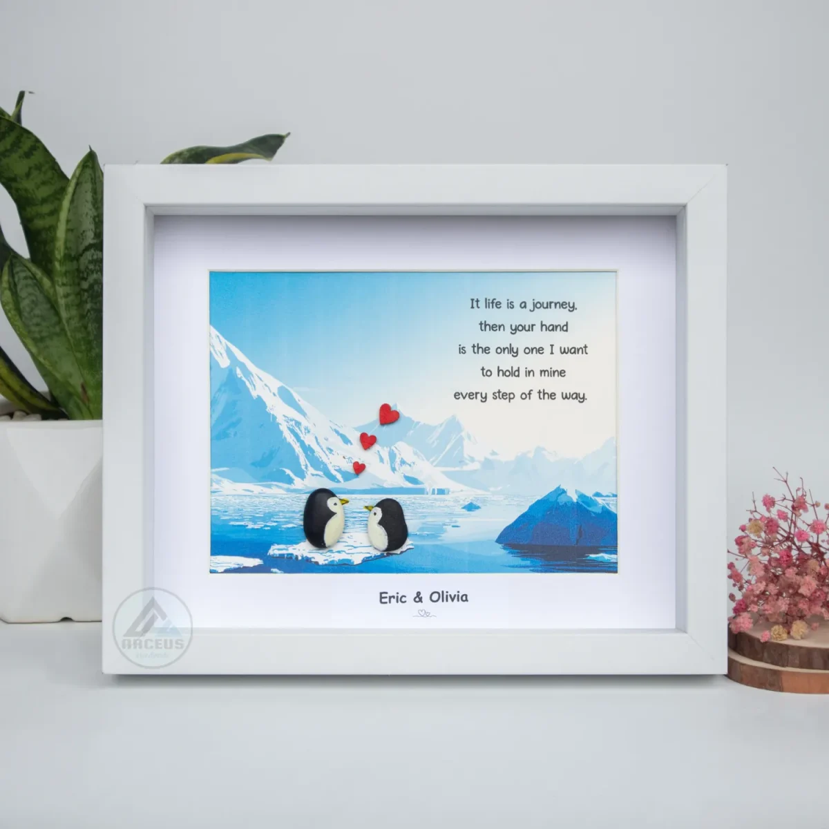 You Are My Penguin Gift, Penguin Love Pebble Art | Penguin Art For Boyfriend, Girlfriend, Husband, Wife Romantic Gift Unique - Image 2