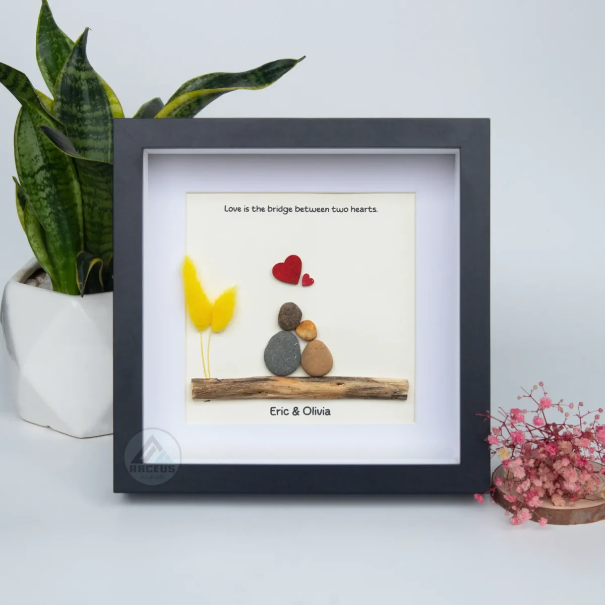 Personalized Couple Pebble Art, Wedding Gift for Couple, Anniversary Gift For Girlfriend / Wife / Husband, Pebble Painting, Pebble Art Gift - Image 5
