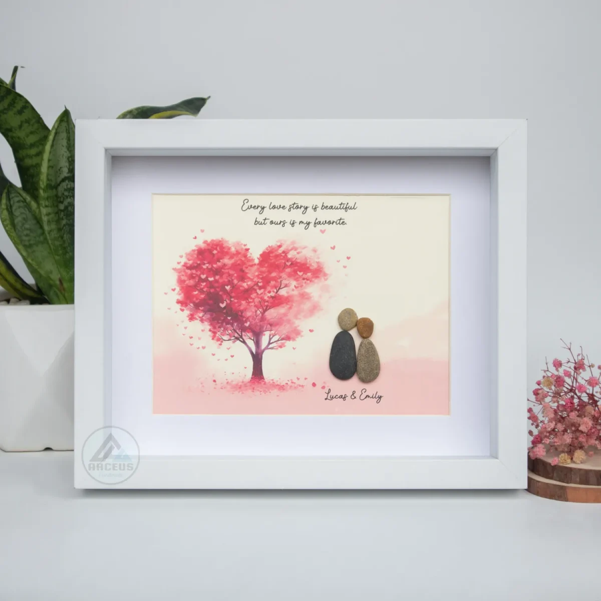 Personalized Couple Pebble Art, Wedding Gift for Couple, Anniversary Gift For Girlfriend / Wife / Husband, Pebble Painting, Pebble Art Gift - Image 5