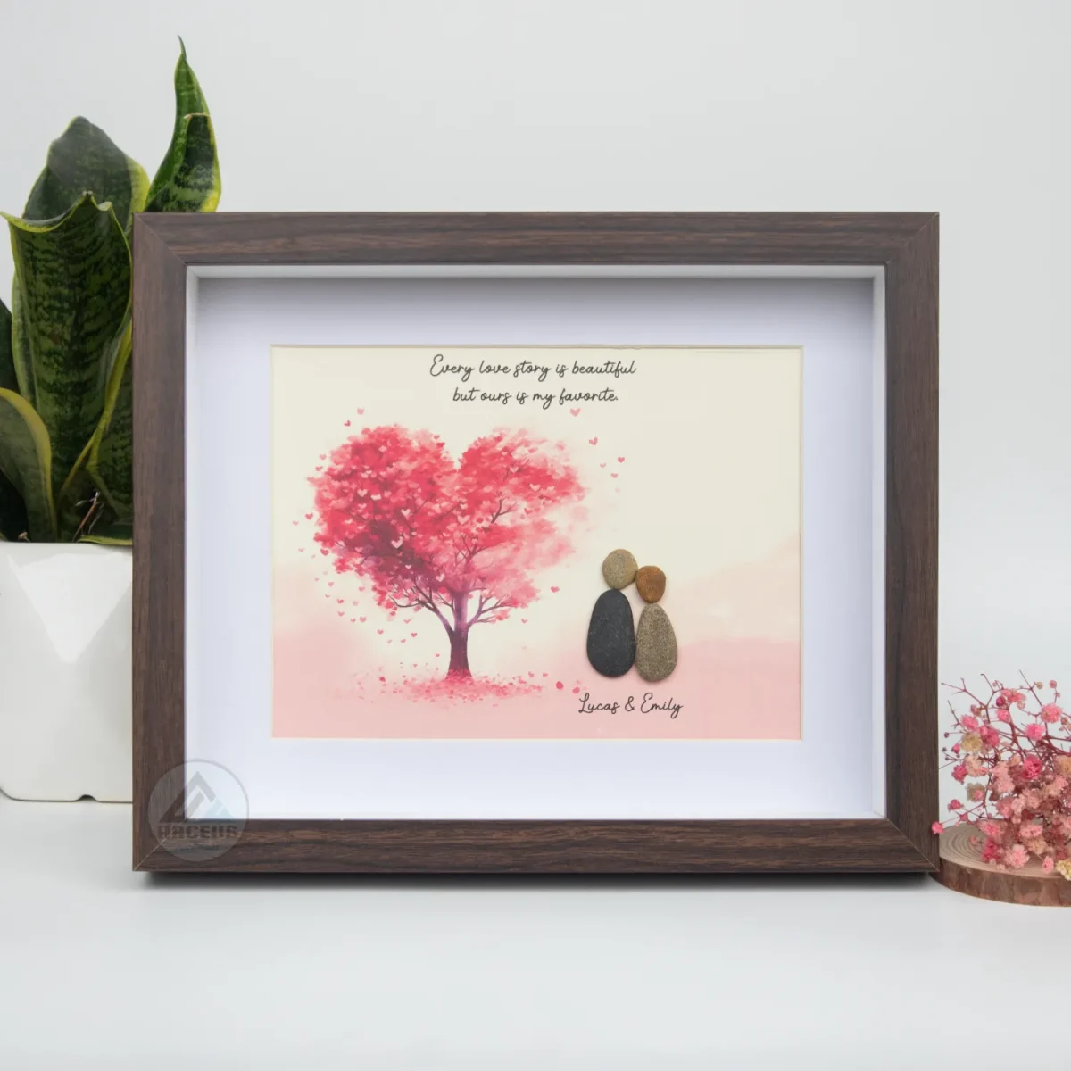 Personalized Couple Pebble Art, Wedding Gift for Couple, Anniversary Gift For Girlfriend / Wife / Husband, Pebble Painting, Pebble Art Gift - Image 7