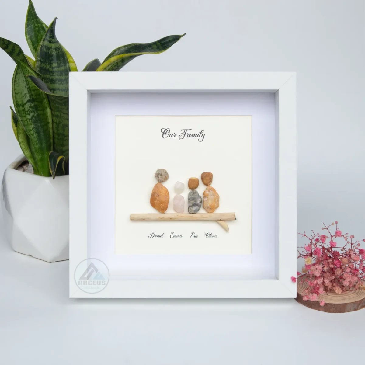 Personalized Family Pebble Art, Housewarming Gift Pebble Painting, Custom Pebble Art Family, Gift For Family, New Home Pebble Art Gift - Image 7