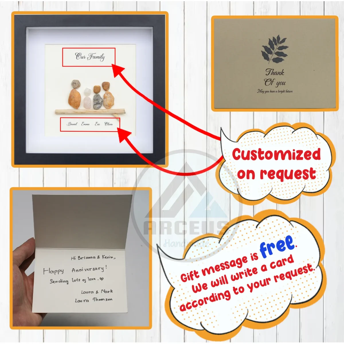 Personalized Family Pebble Art, Housewarming Gift Pebble Painting, Custom Pebble Art Family, Gift For Family, New Home Pebble Art Gift - Image 3