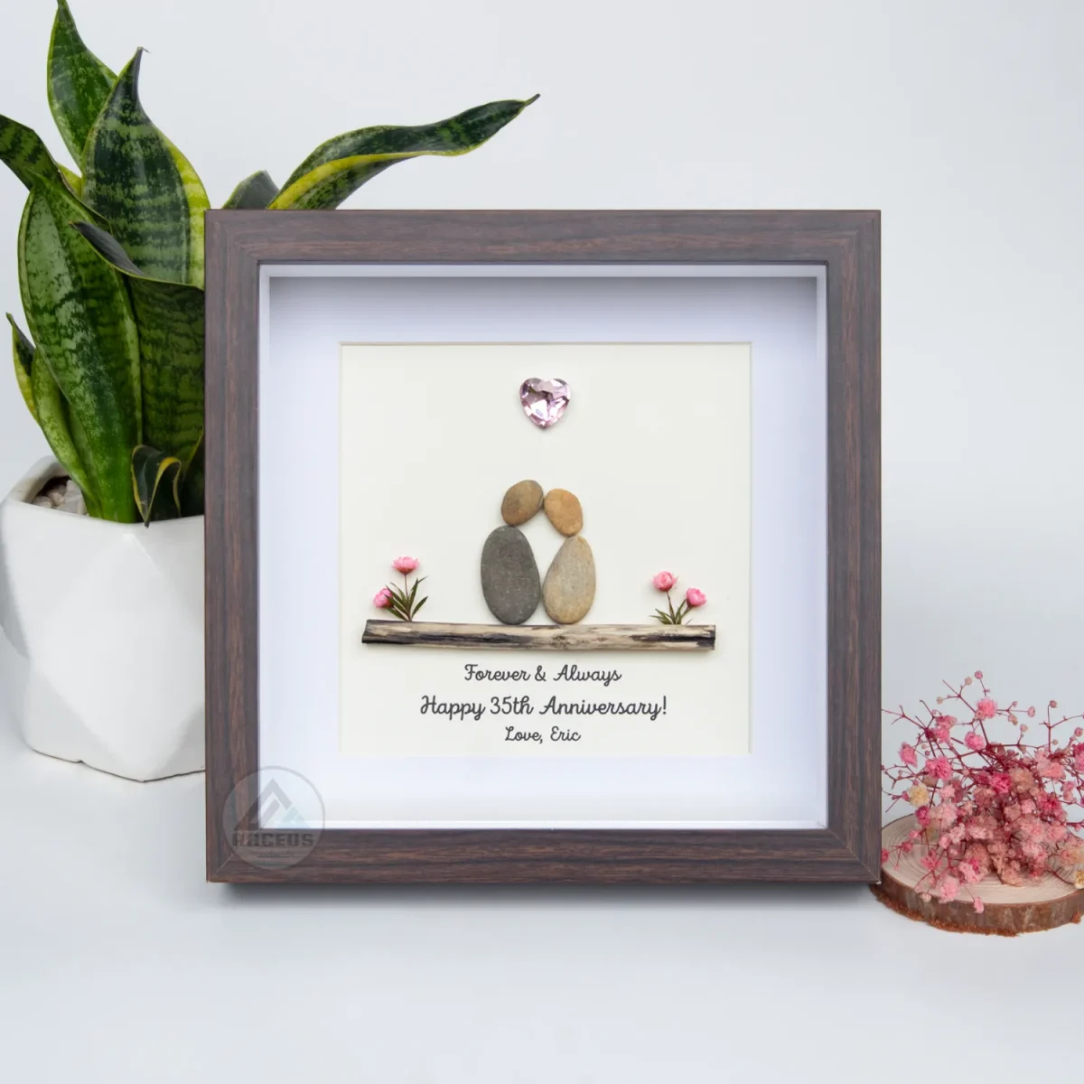 Personalized Couple Pebble Art, Wedding Gift for Couple, Anniversary Gift For Girlfriend / Wife / Husband, Pebble Painting, Pebble Art Gift - Image 5