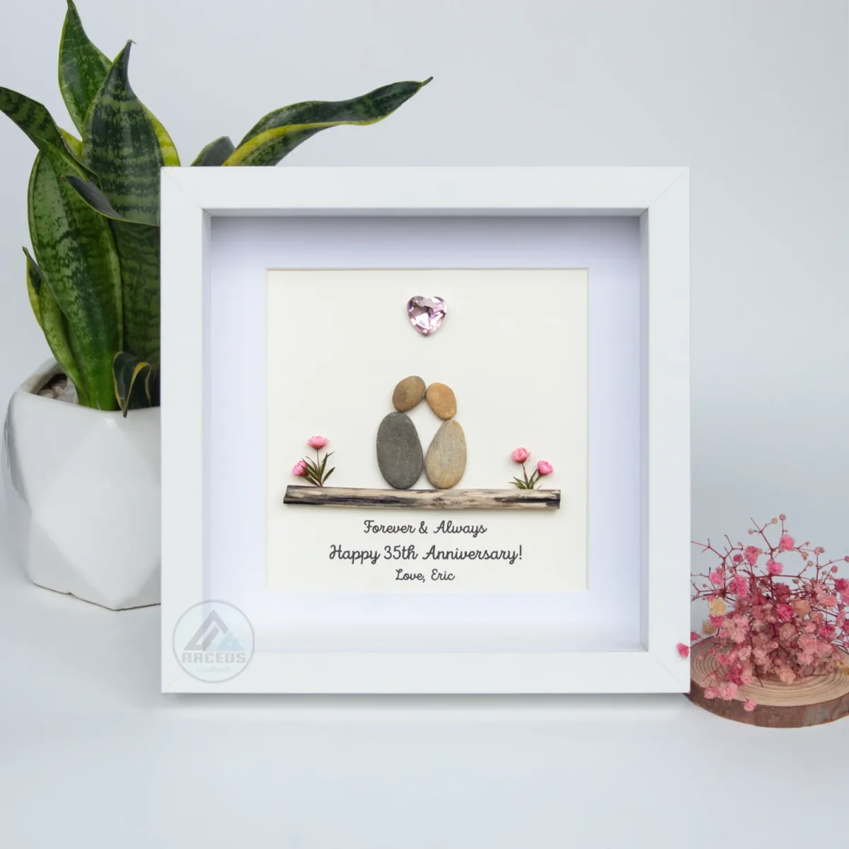 Personalized Couple Pebble Art, Wedding Gift for Couple, Anniversary Gift For Girlfriend / Wife / Husband, Pebble Painting, Pebble Art Gift - Image 7