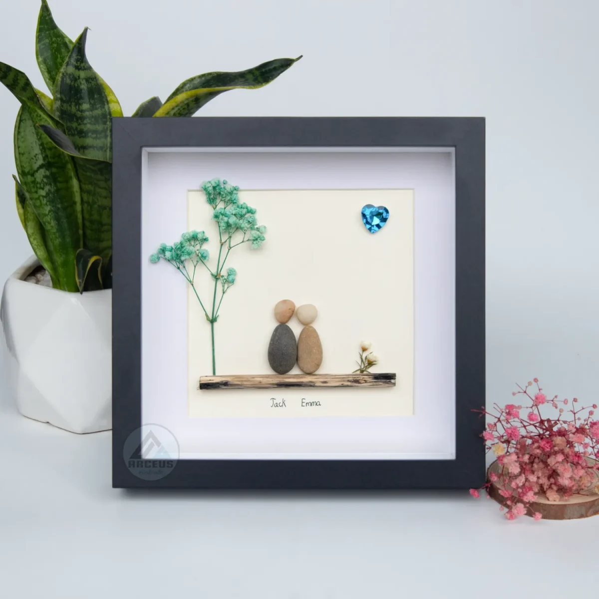 Personalized Couple Pebble Art, Wedding Gift for Couple, Anniversary Gift For Girlfriend / Wife / Husband, Pebble Painting, Pebble Art Gift - Image 6