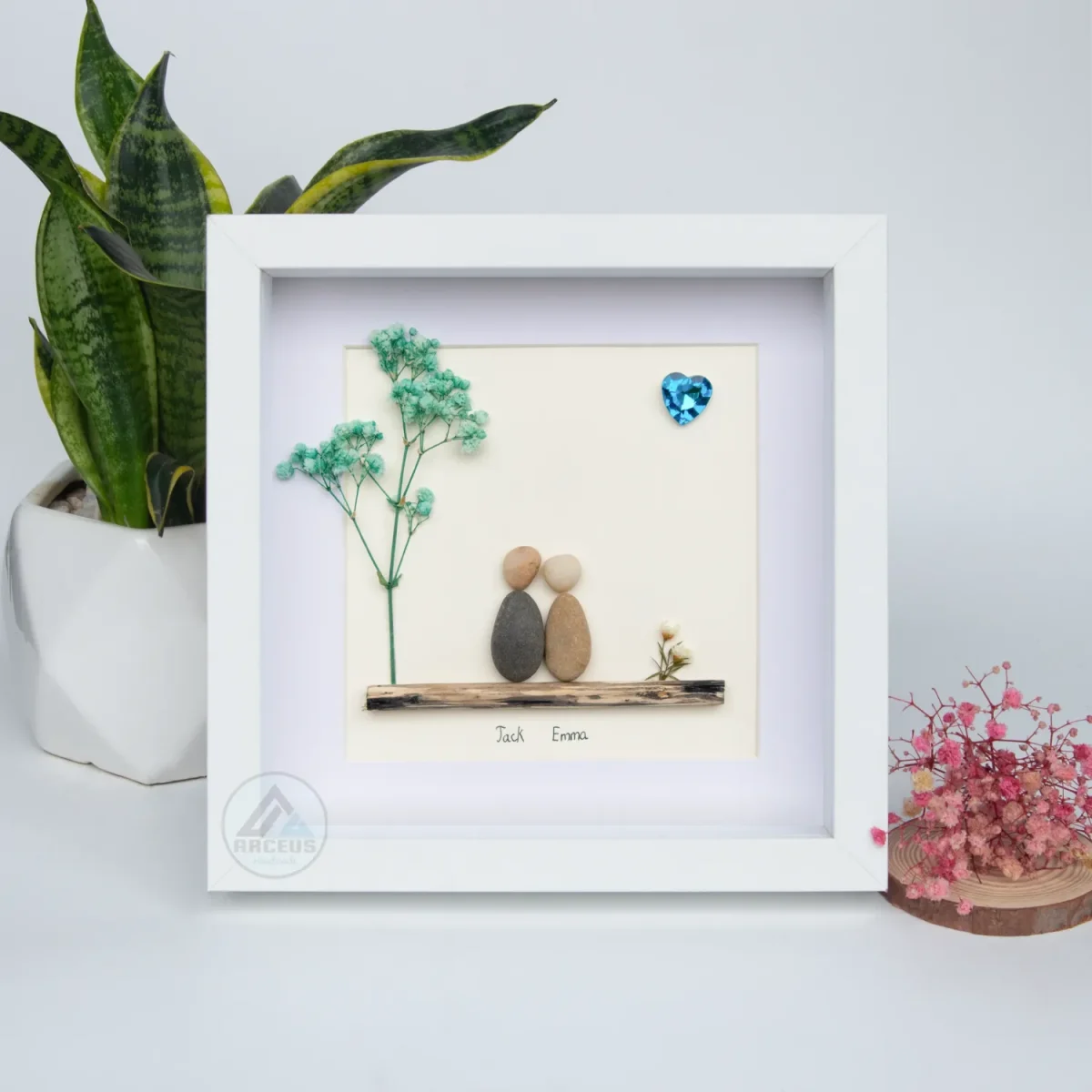 Personalized Couple Pebble Art, Wedding Gift for Couple, Anniversary Gift For Girlfriend / Wife / Husband, Pebble Painting, Pebble Art Gift - Image 7
