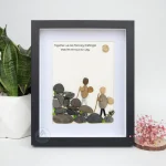 Hiking Couple Pebble Art, Hiking Rock Climbing Pebble Art, Personalized Rock Art Gift for Hikers, Custom Hiking Wall Art, Gift for Hikers - Image 5