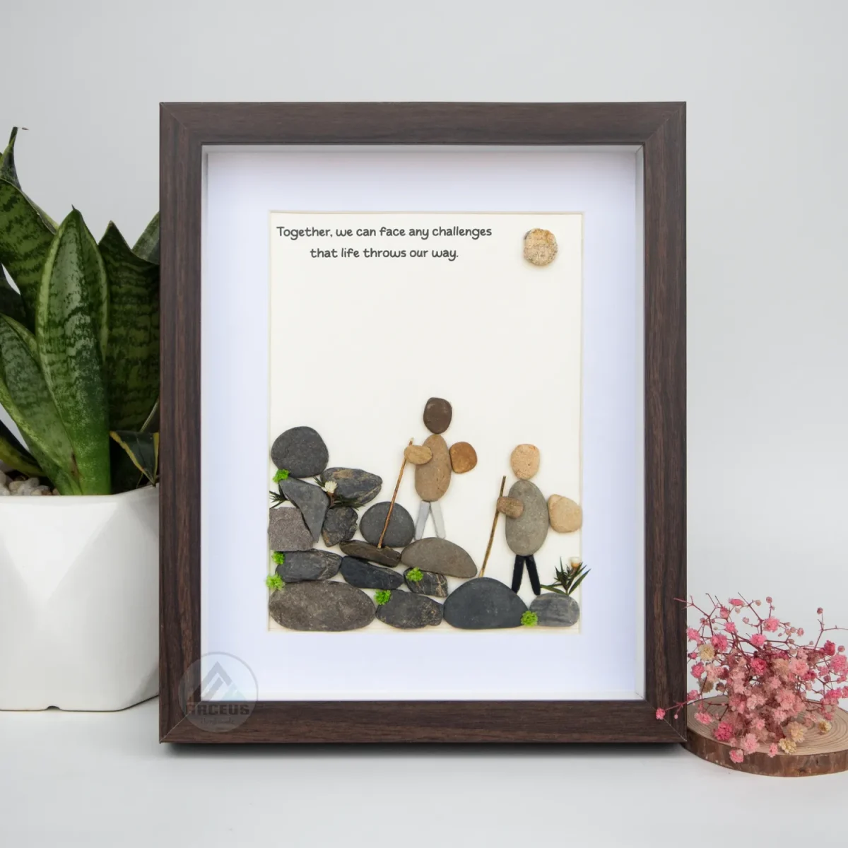 Hiking Couple Pebble Art, Hiking Rock Climbing Pebble Art, Personalized Rock Art Gift for Hikers, Custom Hiking Wall Art, Gift for Hikers - Image 7