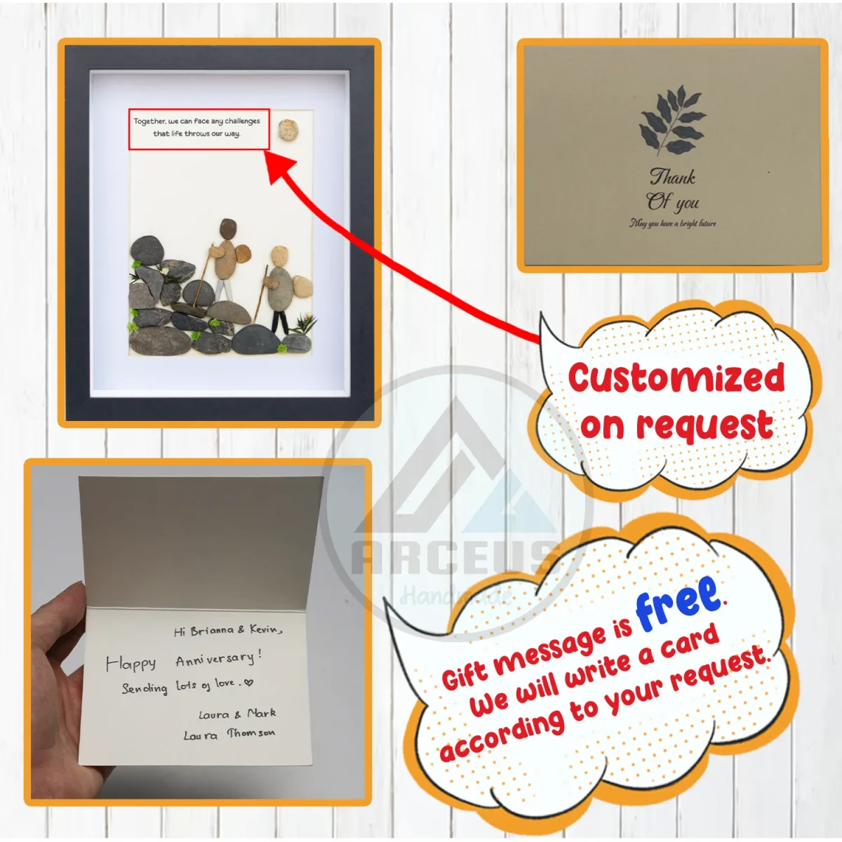 Hiking Couple Pebble Art, Hiking Rock Climbing Pebble Art, Personalized Rock Art Gift for Hikers, Custom Hiking Wall Art, Gift for Hikers - Image 3