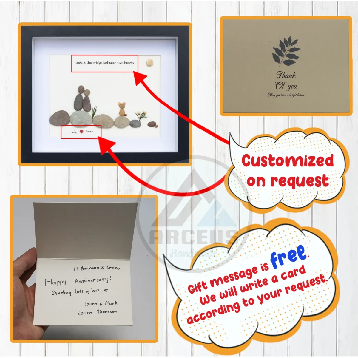 Personalized Couple and Dog Pebble Art, Gift for Wedding Anniversary, Gift for Couple, Love Pebble Art Gift, Pebble Painting - Image 3