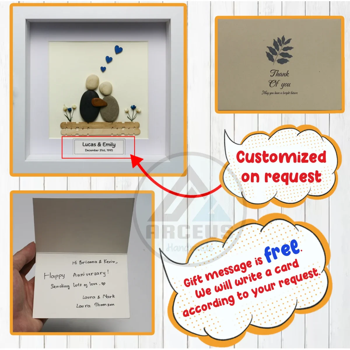 Personalized Couple Pebble Art, Wedding Gift for Couple, Anniversary Gift For Girlfriend / Wife / Husband, Pebble Painting, Pebble Art Gift - Image 3