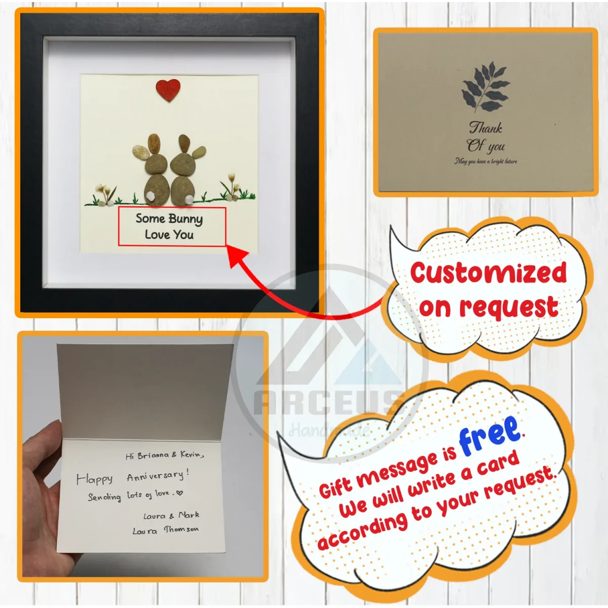 Bunny Pebble Art, Bunny Lovers Gift, Rabbit Pebble Art, Pebble Picture, Anniversary Gift, Rabbit Pebble Art, Rabbit Framed Gift, Unique Gift, Handcrafted Item, - Image 3